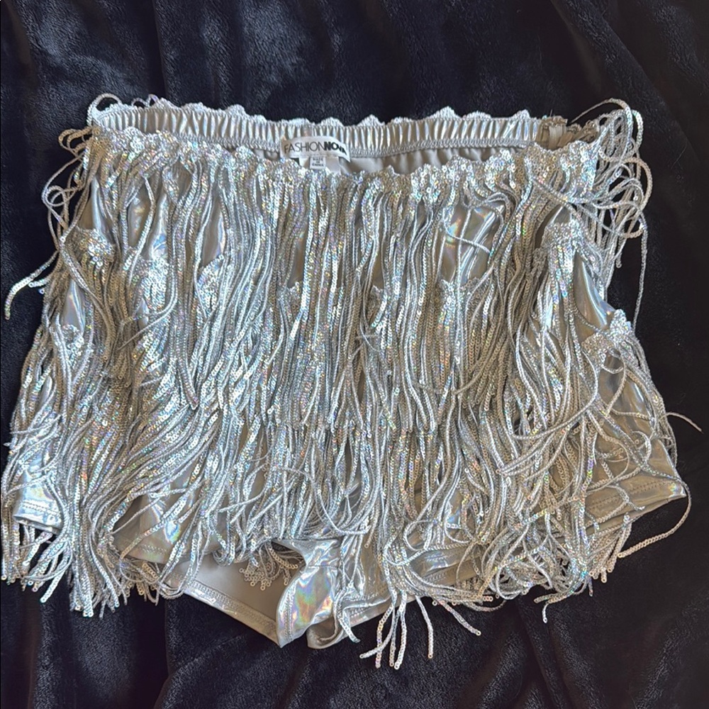 Silver Fringe Shorts